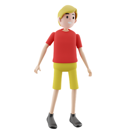 Junge gibt Pose  3D Illustration