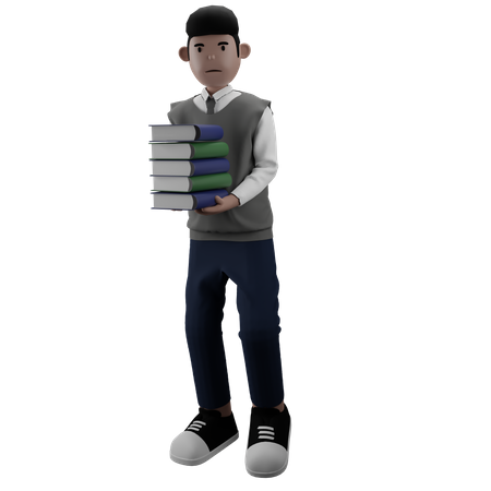 Junge der bücher hält  3D Illustration