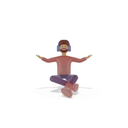 Junge hört Musik  3D Icon