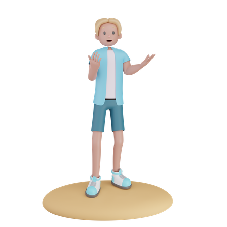 Junge im Urlaub  3D Illustration