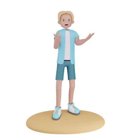 Junge im Urlaub  3D Illustration