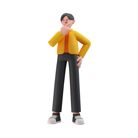 Junge in Denkpose  3D Illustration