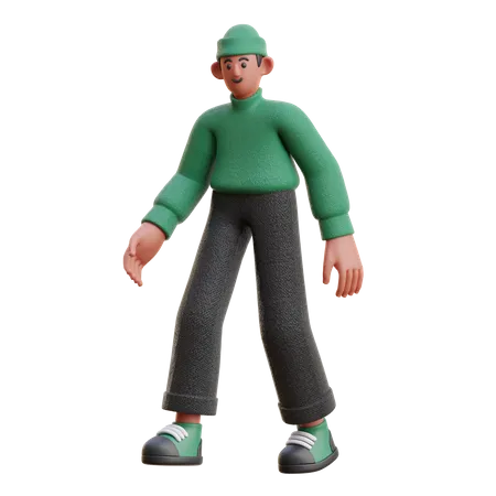 Junge in Gehpose  3D Illustration