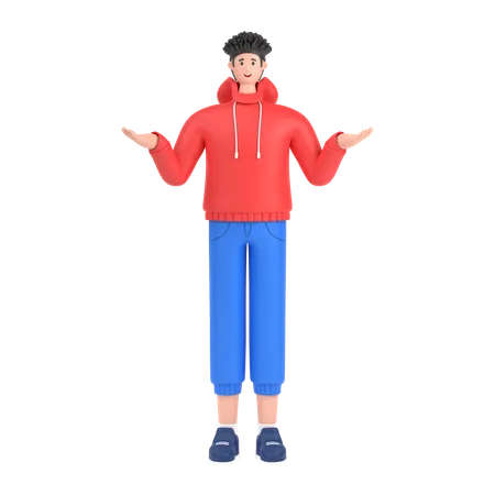 Junge in verwirrender Pose  3D Illustration