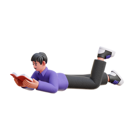 Junge liest ein Buch im Schlaf  3D Icon