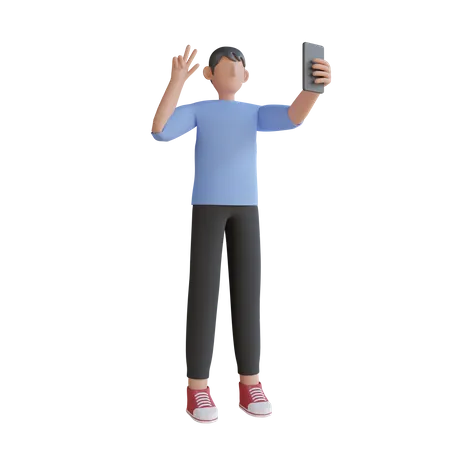 Junge macht ein Selfie  3D Illustration