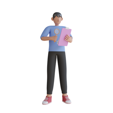 Junge recherchiert  3D Illustration