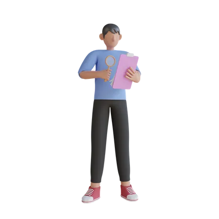 Junge recherchiert  3D Illustration