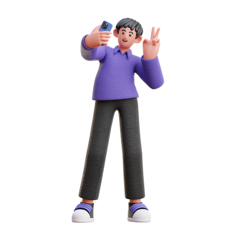 Junge macht Selfie  3D Icon