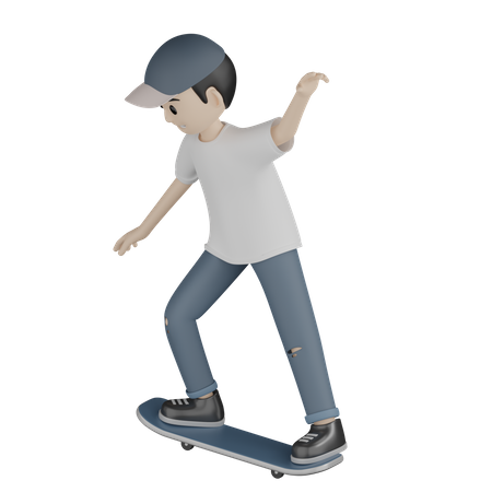 Junge beim Skateboarden  3D Illustration