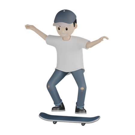 Junge beim Skateboarden  3D Illustration