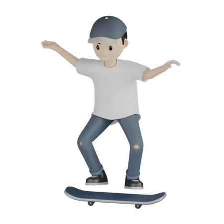 Junge beim Skateboarden  3D Illustration