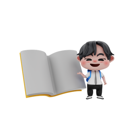 Junge mit Buch  3D Illustration