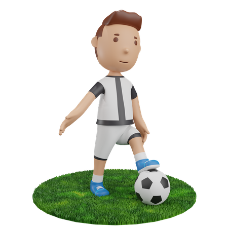 Junge mit Fußball  3D Illustration