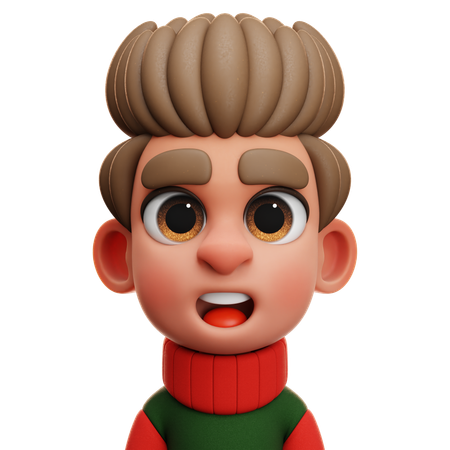 JUNGE MIT GRÜNEN UND ROTEN PULLI  3D Icon