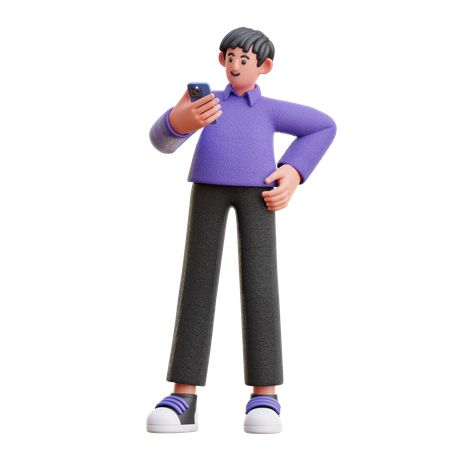 Junge mit Handy  3D Icon