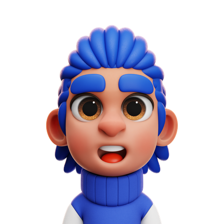 JUNGE MIT LANGEN HAAREN UND BLAU-WEISSEN PULLI  3D Icon
