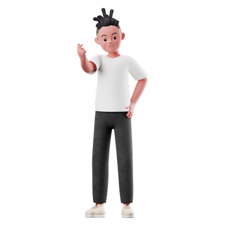 Junge mit Liebeszeichen-Pose  3D Illustration