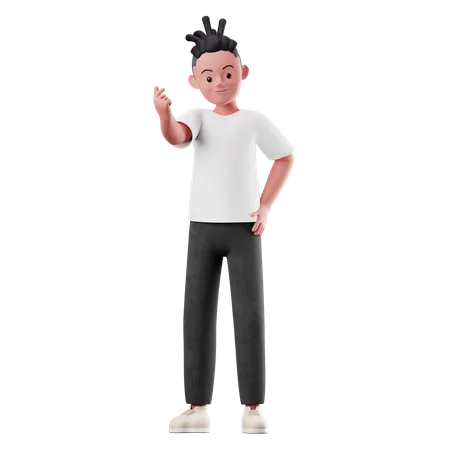 Junge mit Liebeszeichen-Pose  3D Illustration
