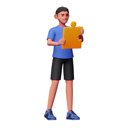 Junge mit Lösung  3D Illustration