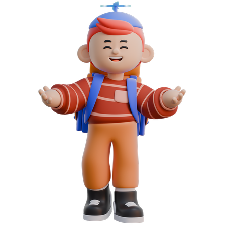 Junge mit offenen Armen  3D Icon