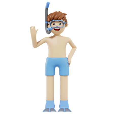 Junge mit Schnorchel  3D Icon