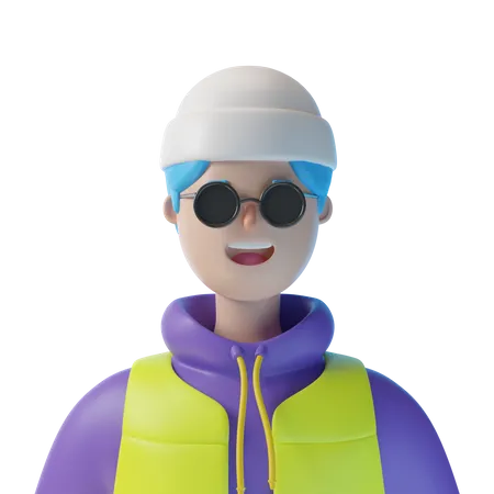 Junge mit Schutzbrille  3D Illustration