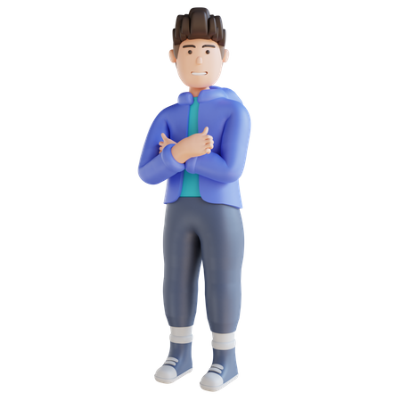 Junge mit verschränkten Armen  3D Illustration