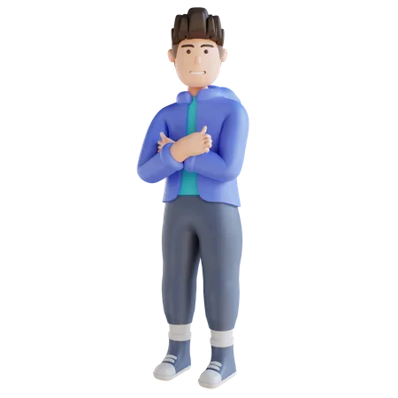 Junge mit verschränkten Armen  3D Illustration