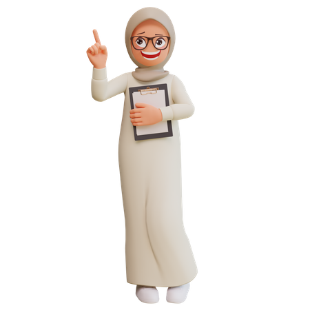 Junge muslimische Frau lächelt und posiert  3D Illustration