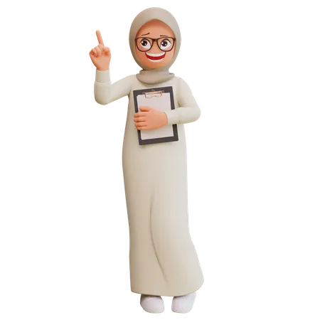 Junge muslimische Frau lächelt und posiert  3D Illustration