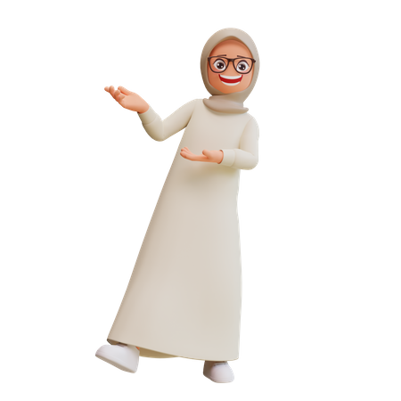 Junge muslimische Frau lächelt und posiert  3D Illustration