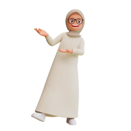 Junge muslimische Frau lächelt und posiert  3D Illustration