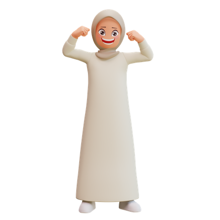 Junge muslimische Frau lächelt und posiert  3D Illustration