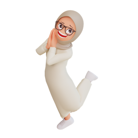 Junge muslimische Frau lächelt und posiert  3D Icon