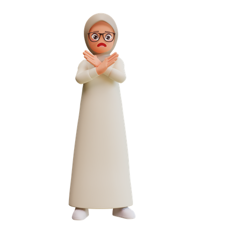 Junge muslimische Frau mit verschränkten Händen und ohne Geste  3D Icon