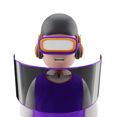 Junge verwendet Virtual Reality Technologie  3D Illustration