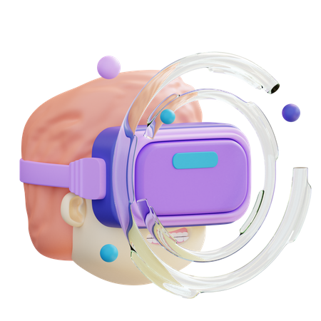 Junge verwendet Virtual Reality Technologie  3D Icon