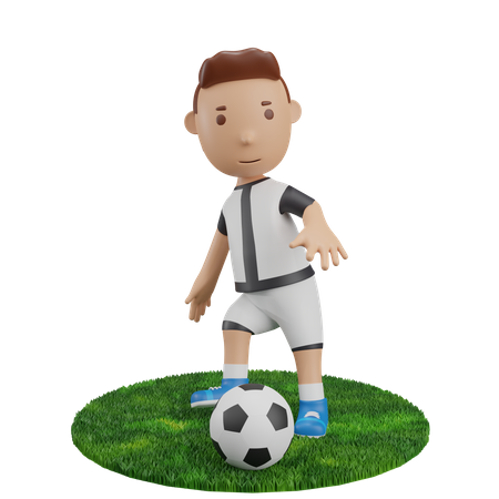 Junge passt Fußball  3D Illustration