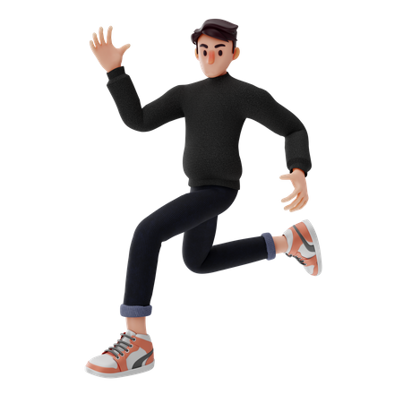 Junge rennt schnell  3D Illustration