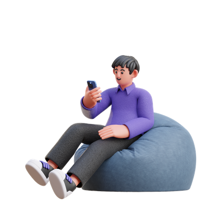 Junge schaut auf Handy  3D Icon