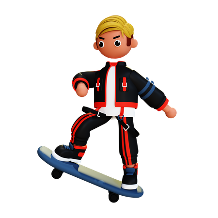 Junge Skateboard  3D Illustration