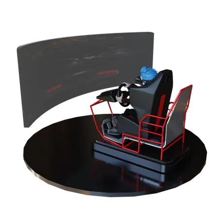 Junge spielt Autorennenspiel in VR  3D Icon