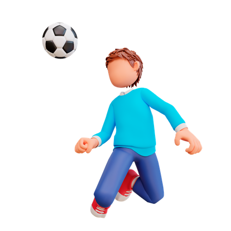 Junge spielt Fußball  3D Illustration