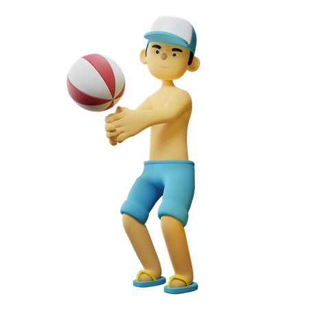 Junge spielt Volleyball  3D Illustration