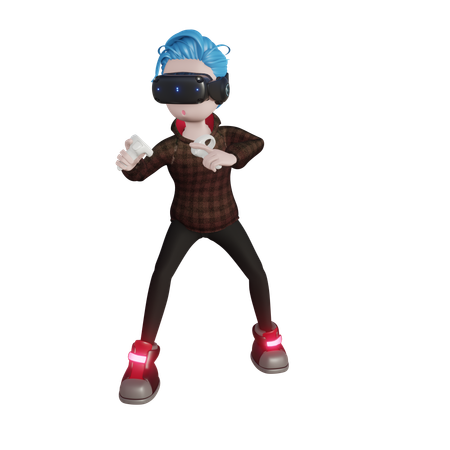 Junge spielt VR-Kampfspiel  3D Icon