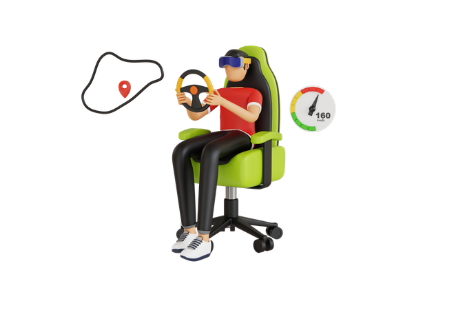 Junge spielt VR-Spiel  3D Illustration