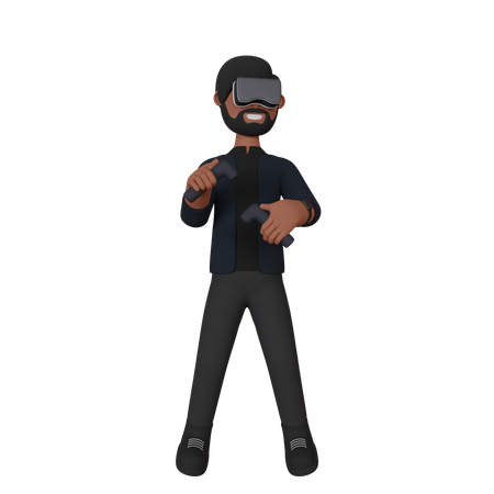 Junge spielt VR-Spiel  3D Illustration