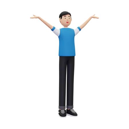 Junge springt und feiert Erfolg  3D Illustration