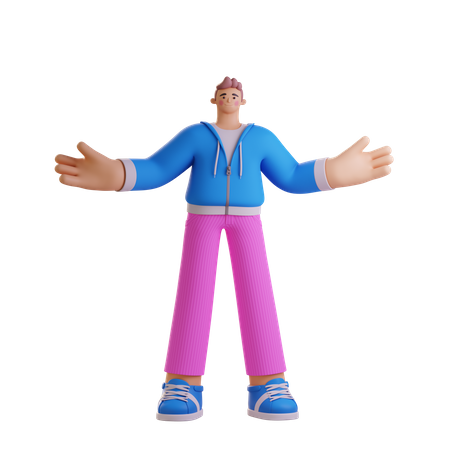 Junge steht mit weit geöffneter Hand  3D Icon